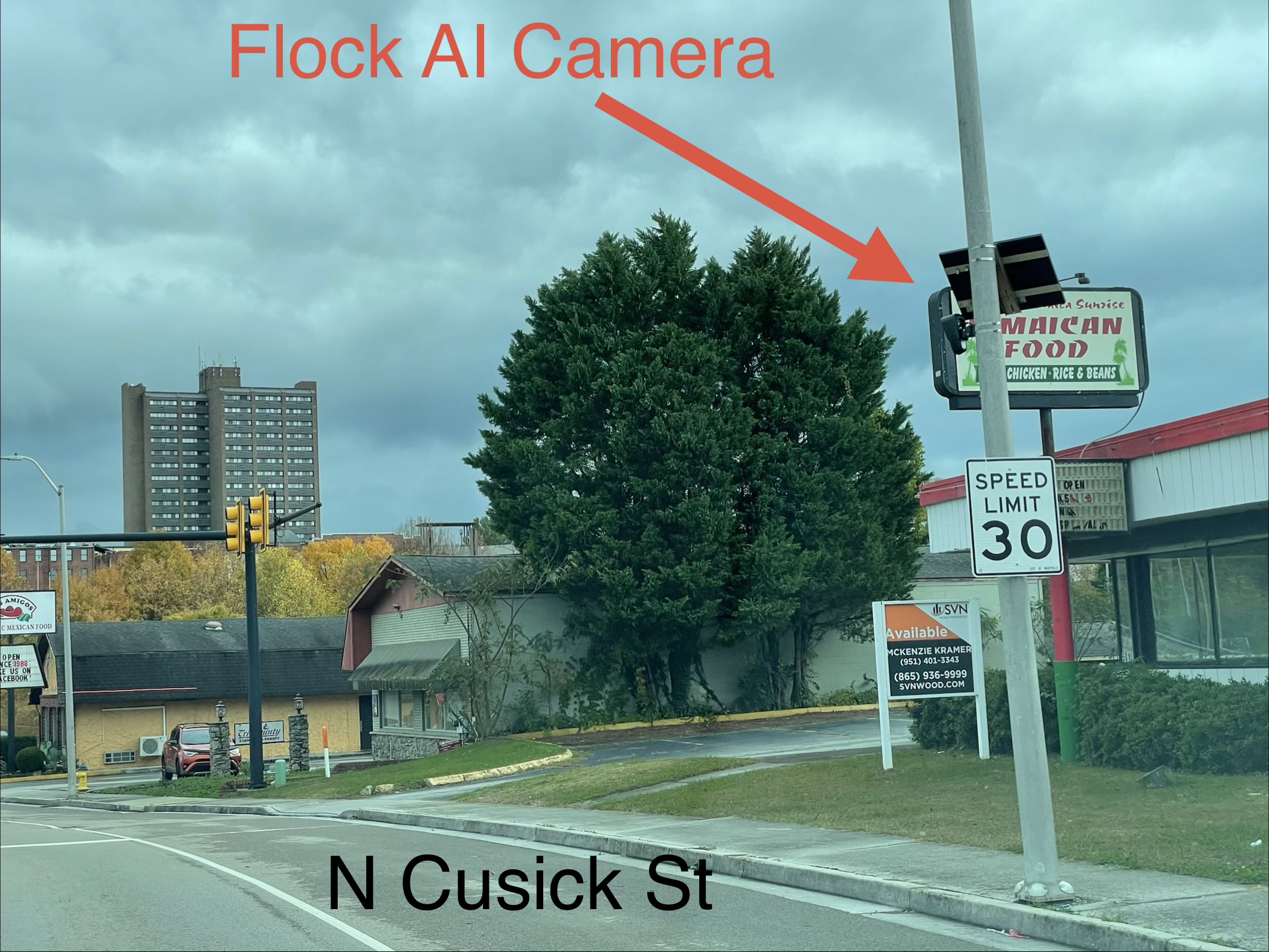 Flock Safety ALPR camera on North Cusick Street in Maryville, Tennessee
